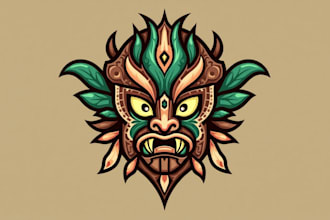 do tribal cheap tiki mask logo 2 day delivery