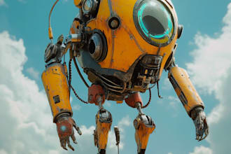 do highquality creature artwork in the mecha robot style