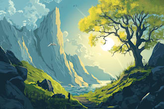 make fantasy world art or landscape art for your project