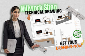 prepare custom wood millwork, joinery, cabinets cad drafting
