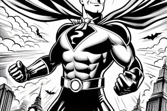 make a black and white comic superhero character