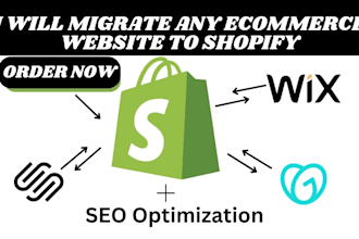 migrate wix to shopify store, ecwid squarespace migration for godaddy to shopify