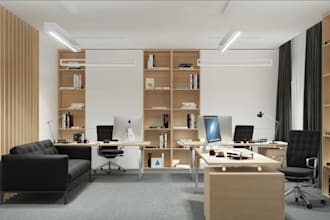 3d interior rendering office,booths,break room, salon,pantry,walkthrough video