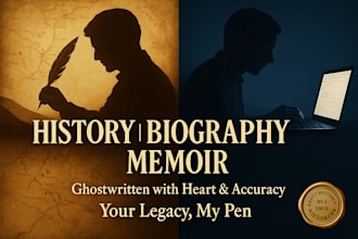 write history biography ebook, script, memoir ebook, history ghostwriter