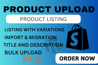 upload products on etsy, amazon, ebay, shopify, wix, and walmart product listing