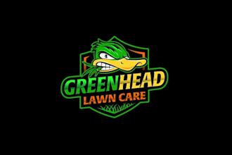 design beautiful super duck lawn care a logo