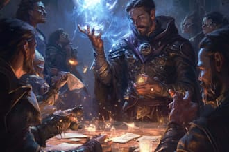 create a dnd party fantasy art, dnd character illustrations