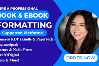 do paperback formatting, kindle ebook formatting and typesetting