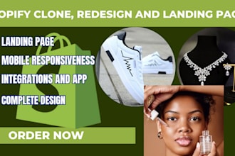 clone or redesign shopify store,do shopify landing page with pagefly, gempages,