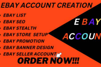 setup your ebay store, ebay account creation do ebay listing and ebay SEO