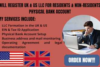 register UK and US llc for residents an non residents with physical bank account