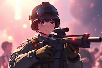 draw military themed anime and tactical for you