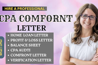 provide stamp US CPA mortgage comfort letter self employment income verification