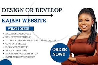 design kajabi website, wix landing page, kajabi online course, course creator
