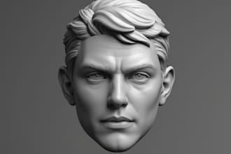 do realistic 3d head, 3d face, 3d figurine, 3d coin, 3d mask, 3d rigging, bjd