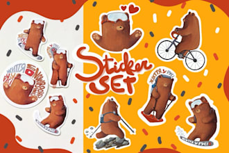 design custom stickers or a business mascot illustrations