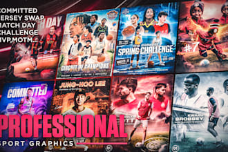 design sports poster flyer, committed, match day, jersey swap