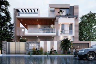 renovate existing space,outdoor,garage,villa interior,backyard render,cgi design
