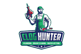 design awesome clog hunter plumbing logo