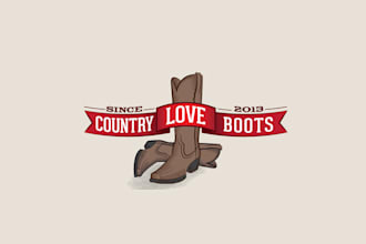 design pictorial catchy country love boots logo