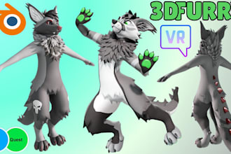 model custom 3d vrc furry, vr character, vrchat avatar, furry avatar, nsfw furry
