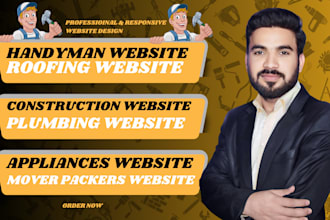 design cleaning, handyman, roofing, construction, electrician, plumbing website