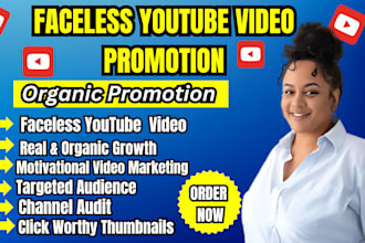 faceless youtube video promotion, motivational video promotion to target audienc
