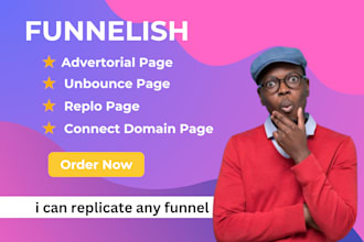 build high converting funnel funnelish advertorial replo unbounce connect domain