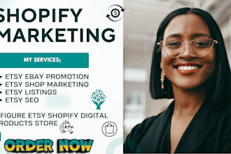 rank esty promotion, shopify marketing, sell via marketing