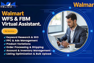 do walmart listing with SEO PPC wfs brand shop setup bulk upload fix variation