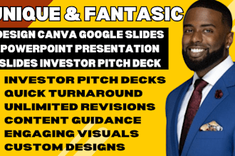 design canva, google slides, powerpoint presentation slides, investor pitch dec