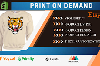 set up etsy shopify print on demand store with printful or printify