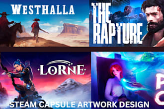 make steam capsule game art game poster for video game marketing banner