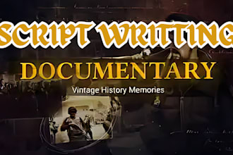 write documentary script, true crime, youtube video script, script writing