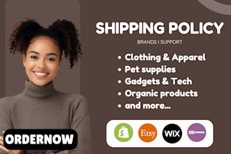 write shipping policy page refund policy privacy policy terms and conditions