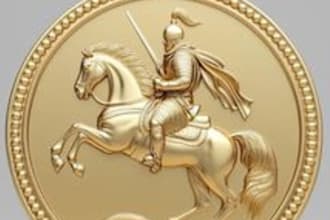 model 3d bas relief cnc coin medallion design, pendant ring jewelry