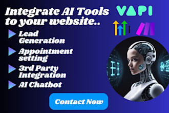 integrate ai tools on your website chatbot, vapi ai, voice agent, and crm setup