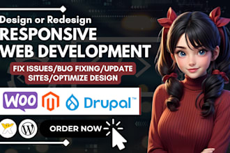 update fix any develop issue of drupal, magento, ecommerce store design redesign
