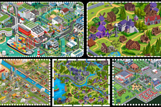 design fantasy map illustration isometric 3d map 3d event 3d city map vector map