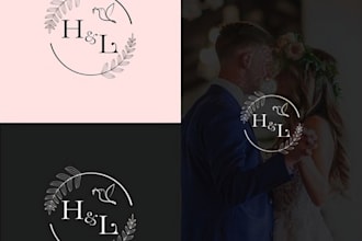 make modern stunning wedding crest monogram and watercolor logo design