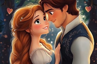 make you a beautiful portrait in disney cartoon style