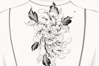draw line art minimal minimalist flower tattoo sleeve illustration design