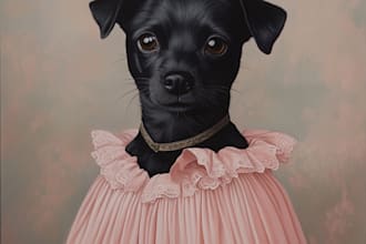 make a realistic pet portrait into digital oil painting