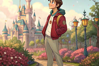 do a portrait in semi realism disney cartoon style