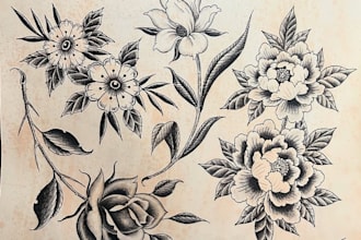 do your minimalistic tattoo design, flower tattoo