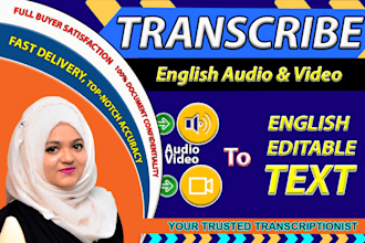 provide english audio and video transcription in word text