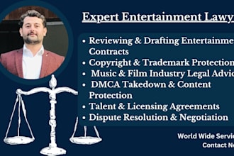 be your entertainment lawyer for musicians, filmmakers, creators