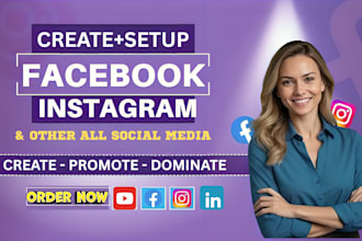 set up all social media pages for facebook business pages, instagram, youtube
