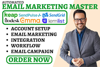 setup emma sendfox email campaign sendpulse sendgrid flodesk keap automation va