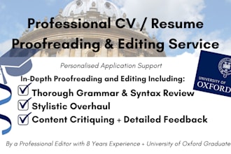 proofread, edit and improve your CV, resume, or cover letter